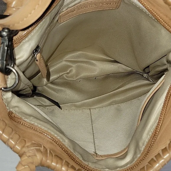 Marta Ponti by Anthropologie Tan Woven Leather Tote Crossbody Shoulder Bag - Picture 9 of 11